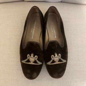 Stubbs & Wootton Brown Vase Velvet Loafers